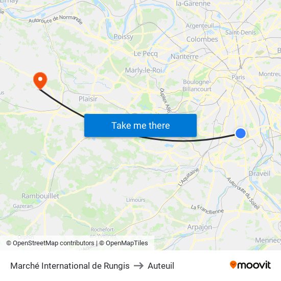 Marché International de Rungis to Auteuil map