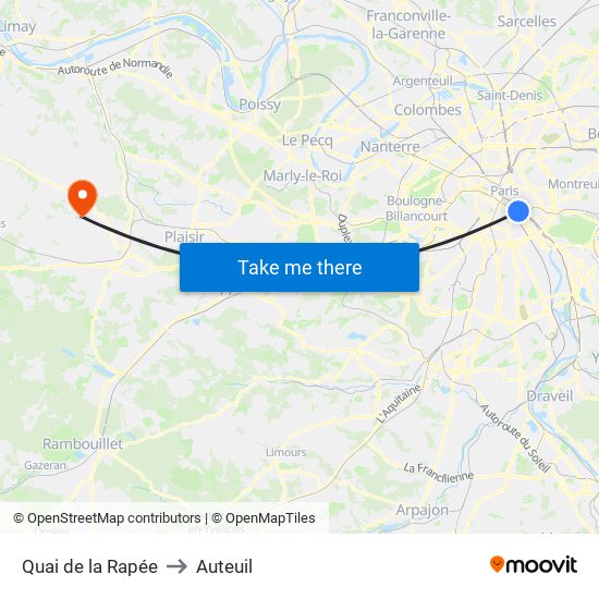 Quai de la Rapée to Auteuil map