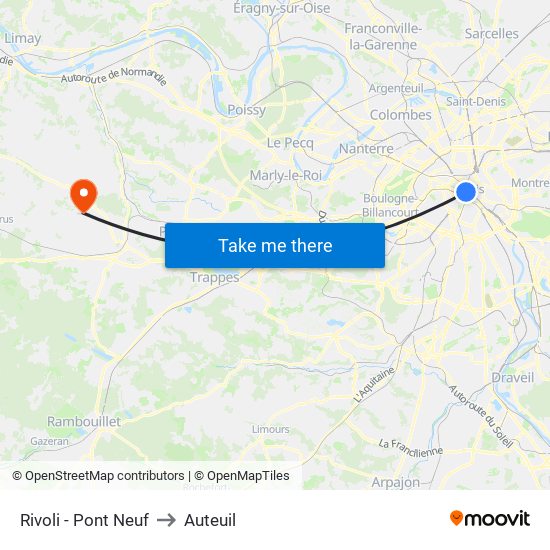 Rivoli - Pont Neuf to Auteuil map
