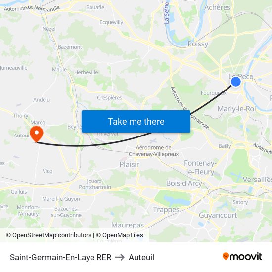 Saint-Germain-En-Laye RER to Auteuil map
