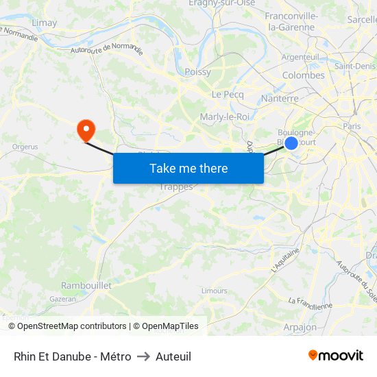 Rhin Et Danube - Métro to Auteuil map