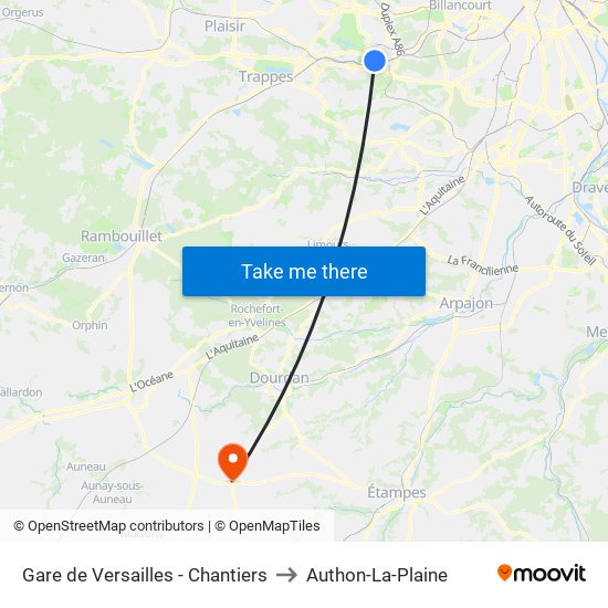Gare de Versailles - Chantiers to Authon-La-Plaine map