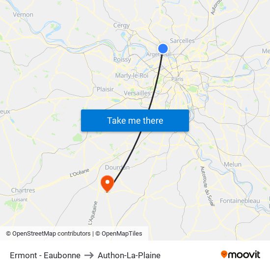 Ermont - Eaubonne to Authon-La-Plaine map