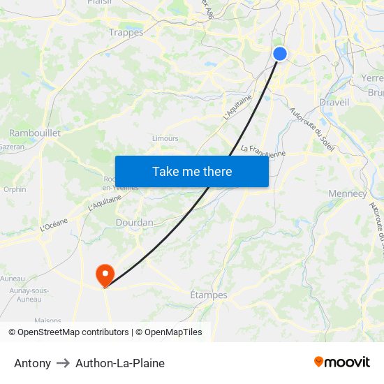 Antony to Authon-La-Plaine map