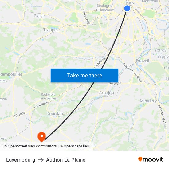 Luxembourg to Authon-La-Plaine map