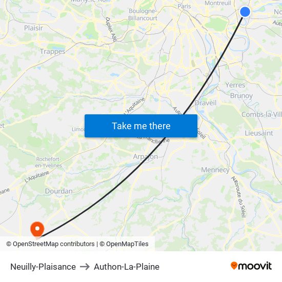 Neuilly-Plaisance to Authon-La-Plaine map