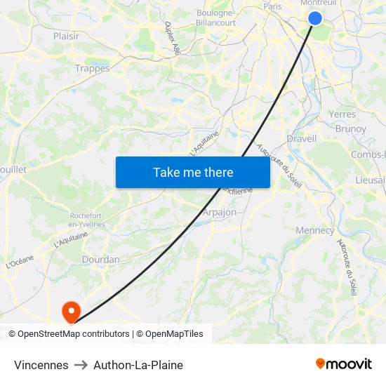 Vincennes to Authon-La-Plaine map