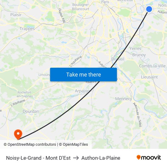 Noisy-Le-Grand - Mont D'Est to Authon-La-Plaine map
