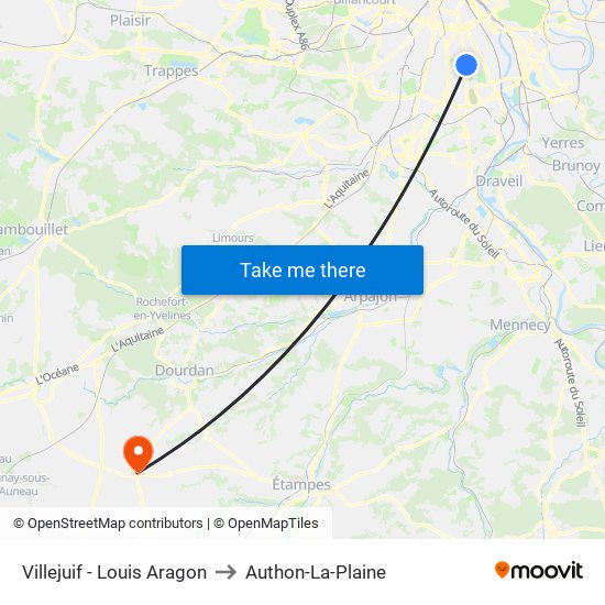 Villejuif - Louis Aragon to Authon-La-Plaine map