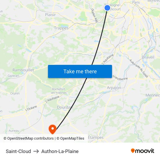 Saint-Cloud to Authon-La-Plaine map