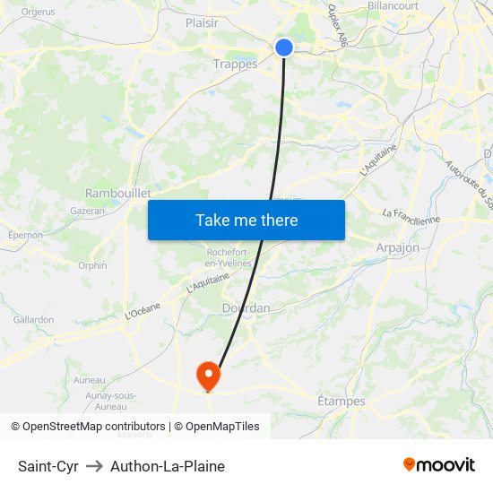 Saint-Cyr to Authon-La-Plaine map