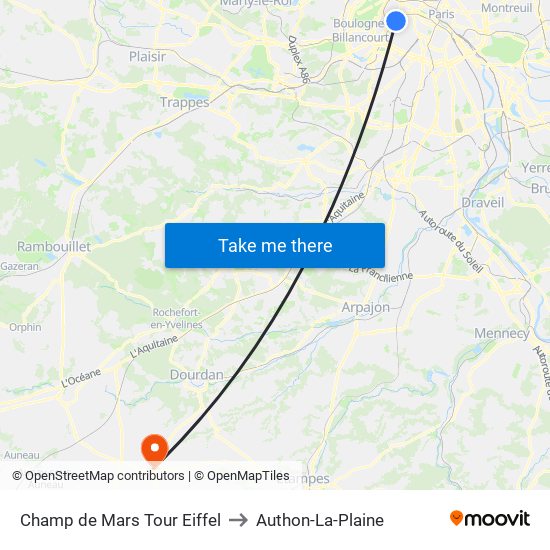 Champ de Mars Tour Eiffel to Authon-La-Plaine map