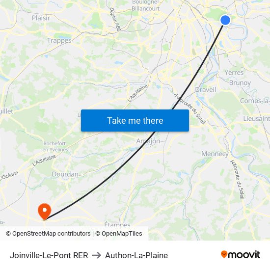 Joinville-Le-Pont RER to Authon-La-Plaine map