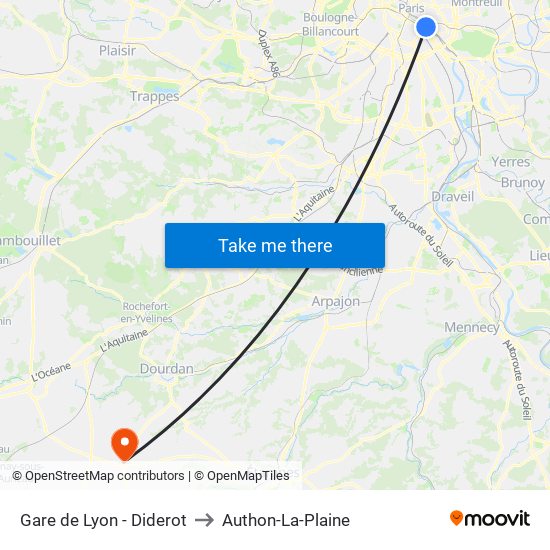 Gare de Lyon - Diderot to Authon-La-Plaine map