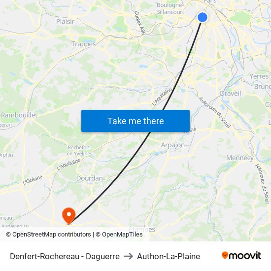 Denfert-Rochereau - Daguerre to Authon-La-Plaine map