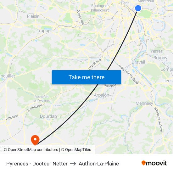 Pyrénées - Docteur Netter to Authon-La-Plaine map