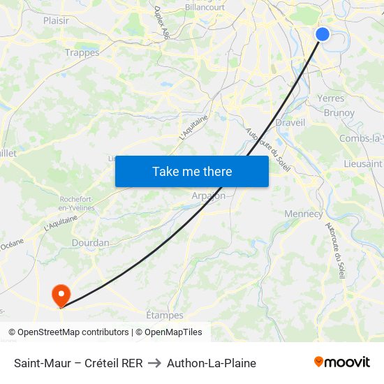 Saint-Maur – Créteil RER to Authon-La-Plaine map