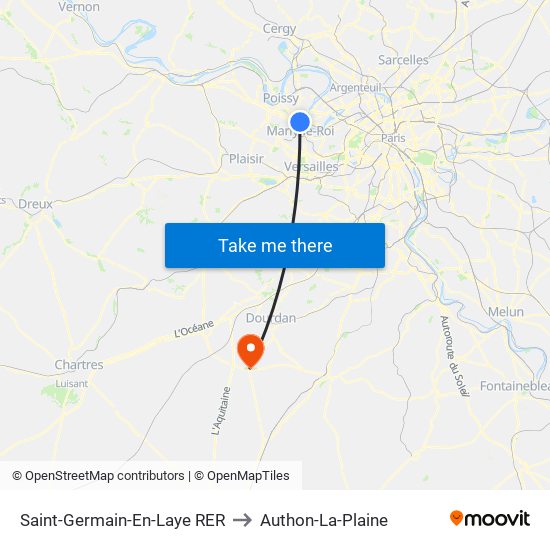 Saint-Germain-En-Laye RER to Authon-La-Plaine map