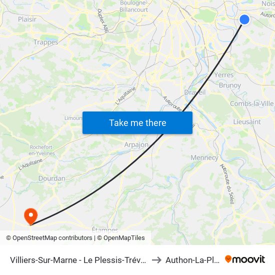 Villiers-Sur-Marne - Le Plessis-Trévise RER to Authon-La-Plaine map