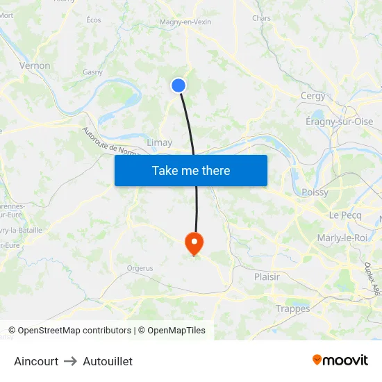 Aincourt to Autouillet map