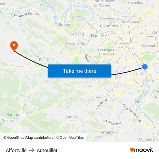 Alfortville to Autouillet map
