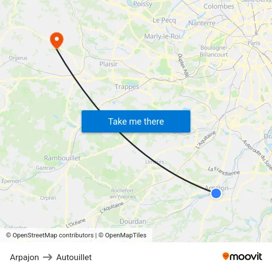 Arpajon to Autouillet map