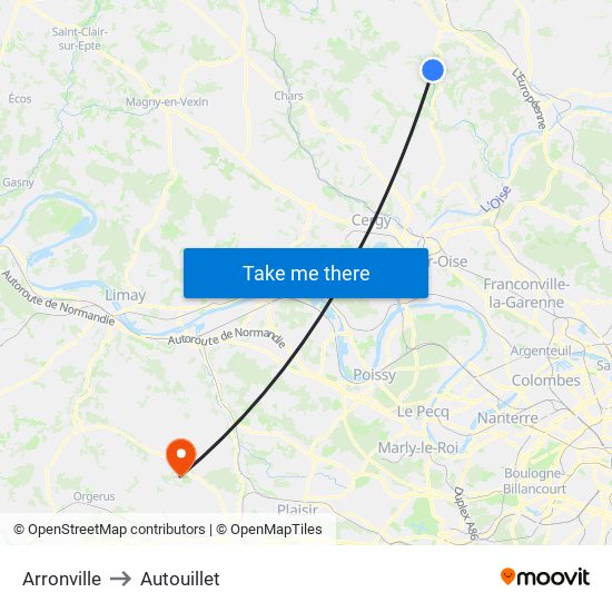 Arronville to Autouillet map