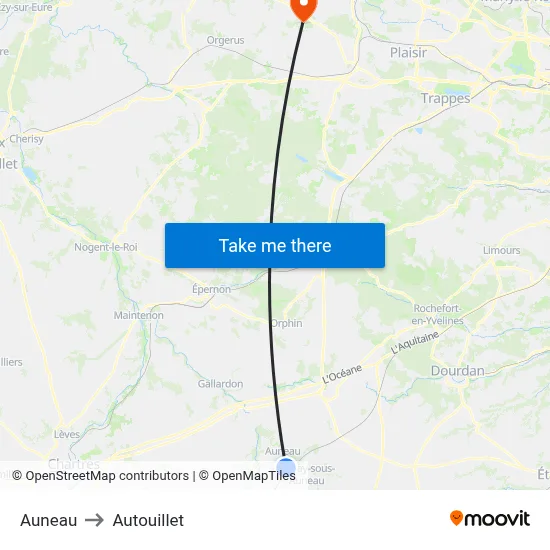 Auneau to Autouillet map