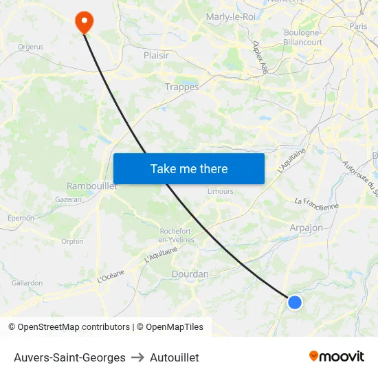 Auvers-Saint-Georges to Autouillet map