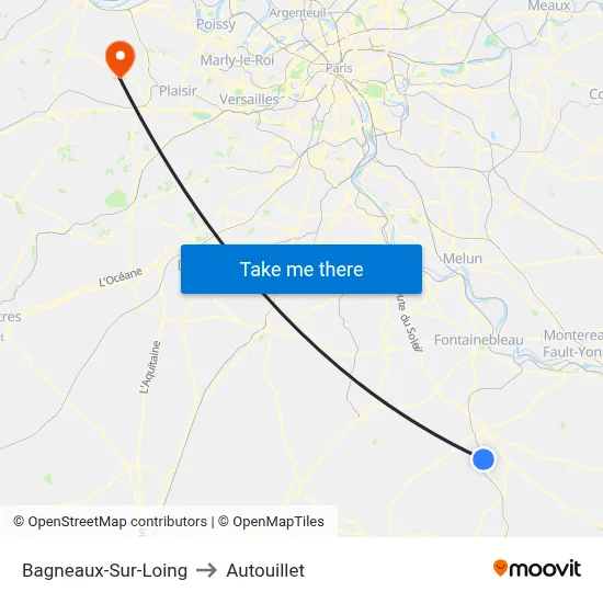 Bagneaux-Sur-Loing to Autouillet map