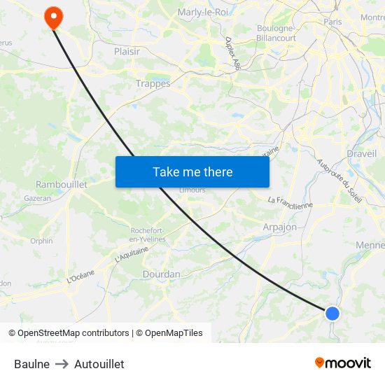 Baulne to Autouillet map