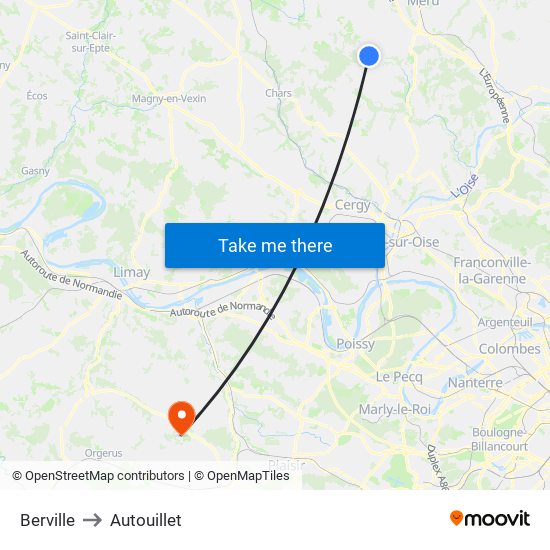 Berville to Autouillet map