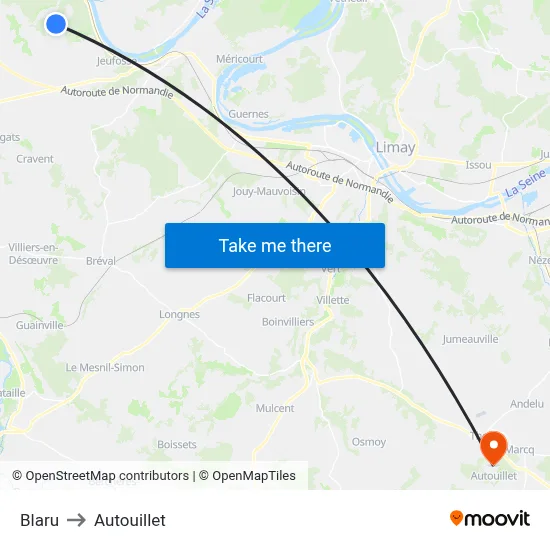 Blaru to Autouillet map