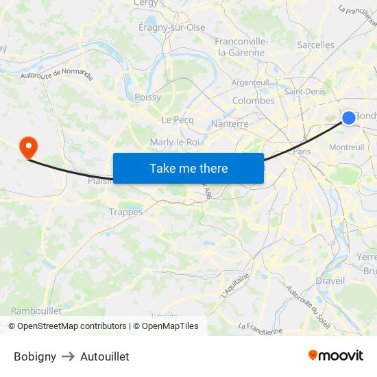 Bobigny to Autouillet map