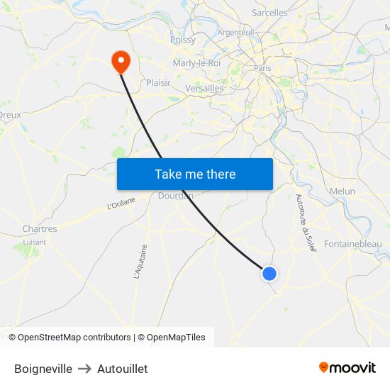 Boigneville to Autouillet map