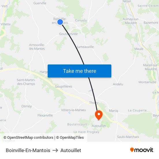 Boinville-En-Mantois to Autouillet map