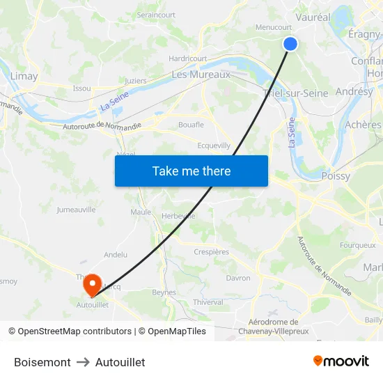 Boisemont to Autouillet map