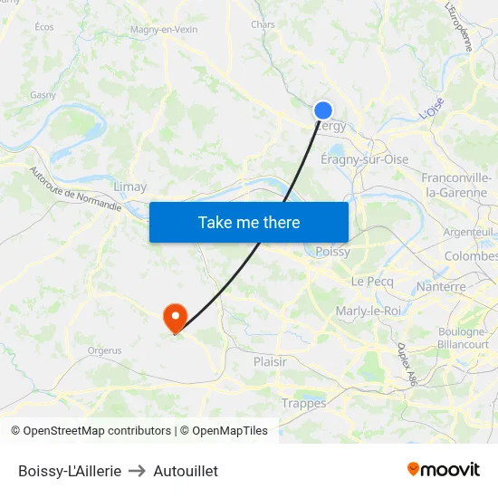 Boissy-L'Aillerie to Autouillet map