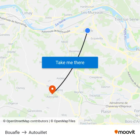Bouafle to Autouillet map