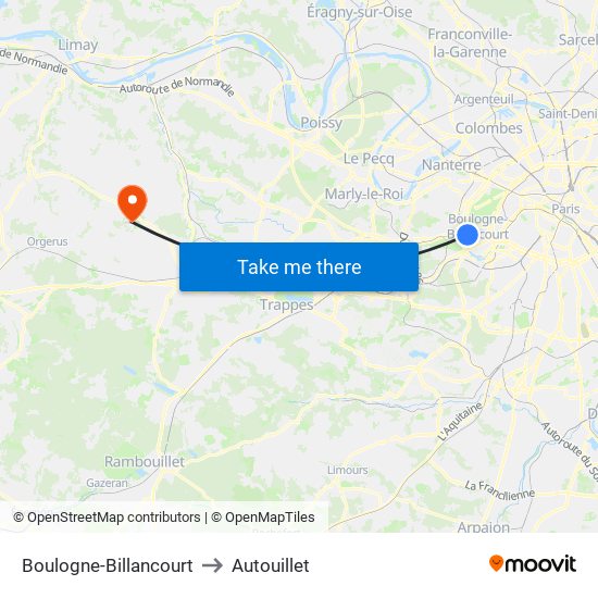 Boulogne-Billancourt to Autouillet map