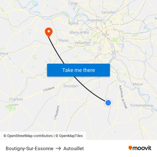 Boutigny-Sur-Essonne to Autouillet map