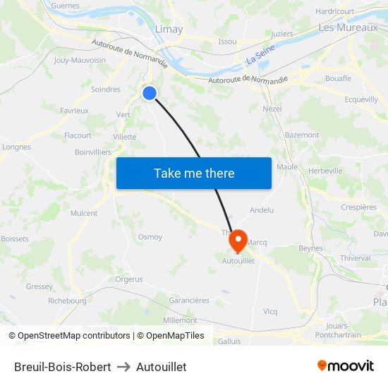 Breuil-Bois-Robert to Autouillet map