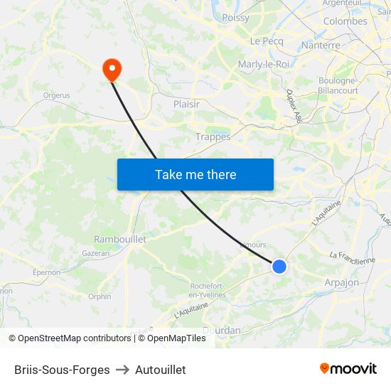 Briis-Sous-Forges to Autouillet map