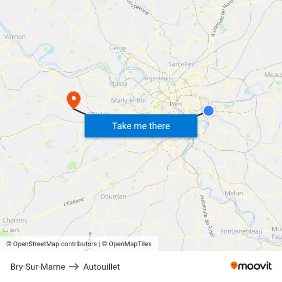 Bry-Sur-Marne to Autouillet map