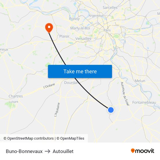 Buno-Bonnevaux to Autouillet map