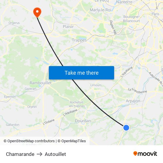 Chamarande to Autouillet map