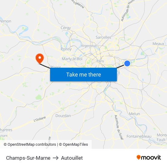 Champs-Sur-Marne to Autouillet map
