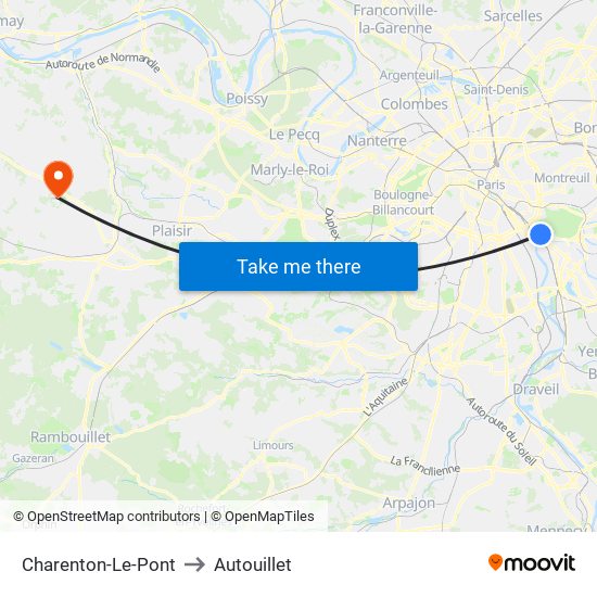 Charenton-Le-Pont to Autouillet map
