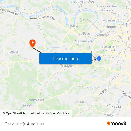 Chaville to Autouillet map