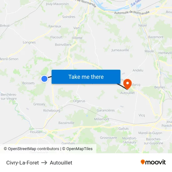 Civry-La-Foret to Autouillet map